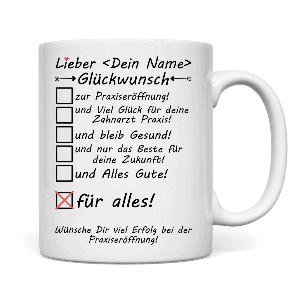 back white tasse zahnarzt praxiseröffnung glückwunsch mann mockup