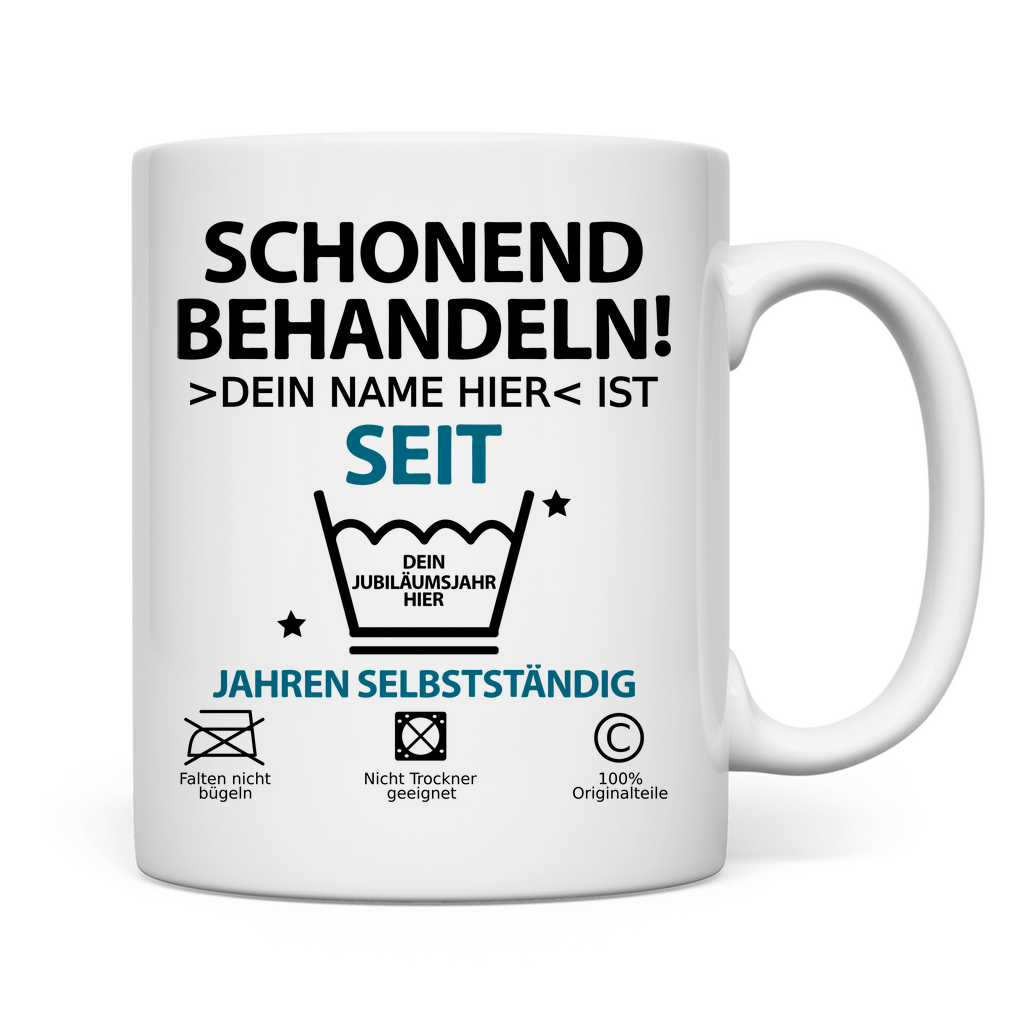 tasse selbstständigkeit jubiläum personalisiert blau mockup