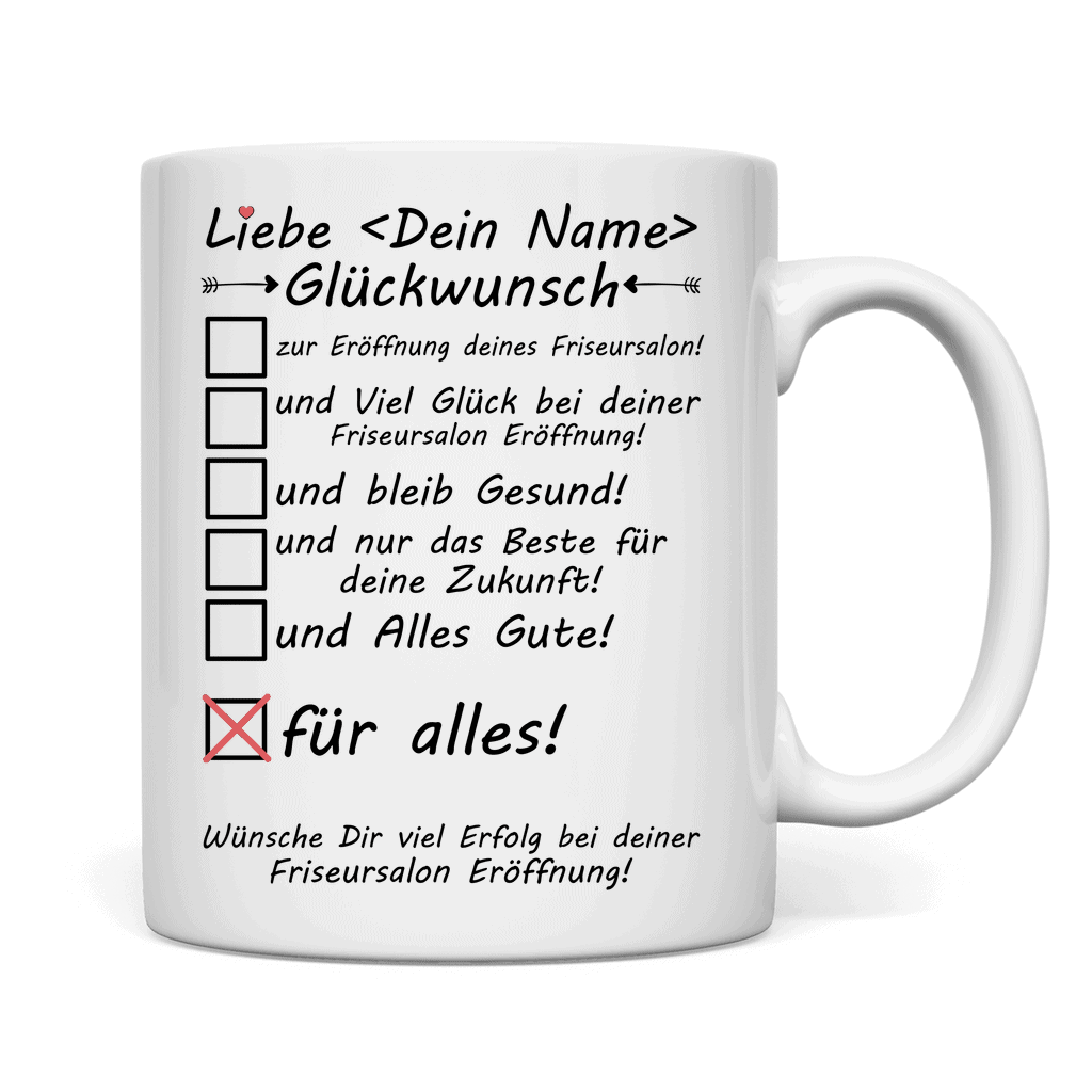 back white tasse friseursalon eröffnung glückwunsch frau mockup