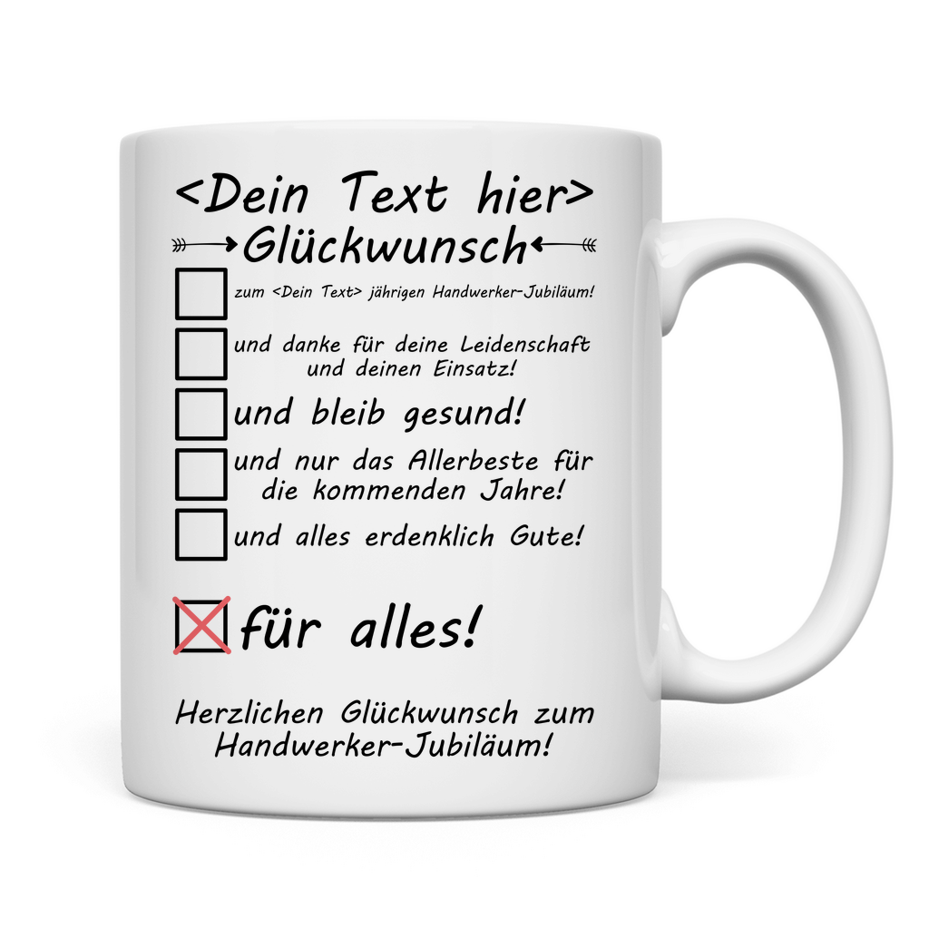 tasse handwerker jubiläum glückwünsche mockup