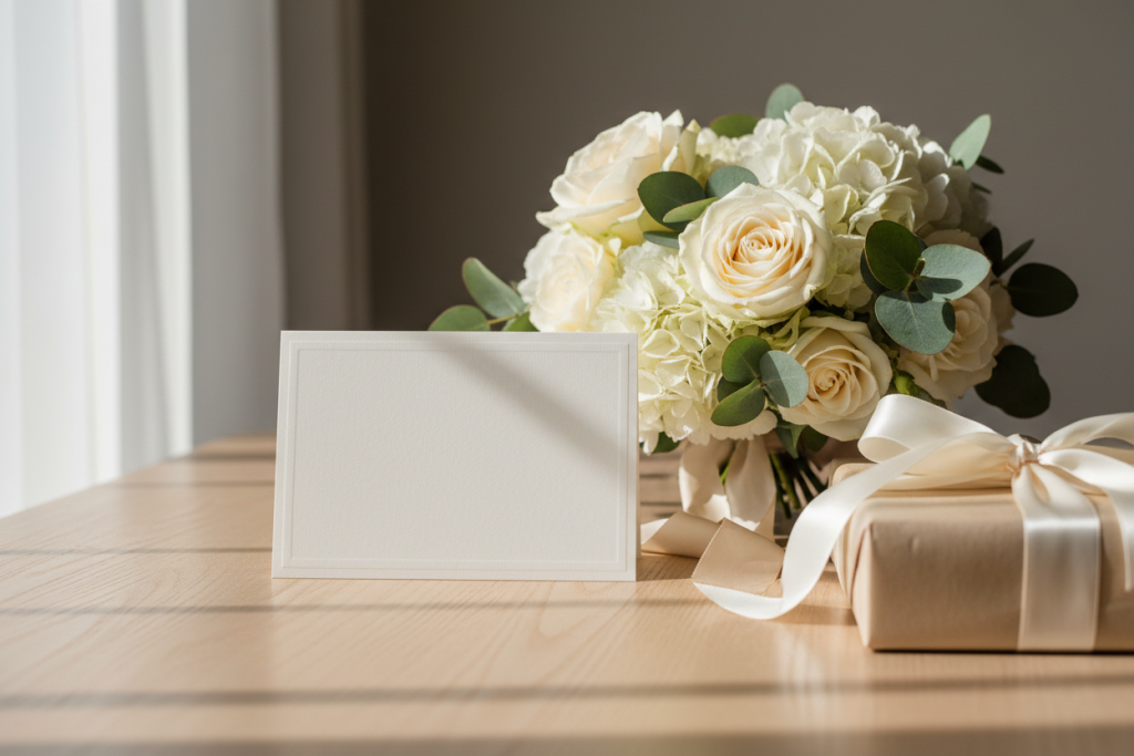 formulierungen – elegante grußkarte mit geschenk