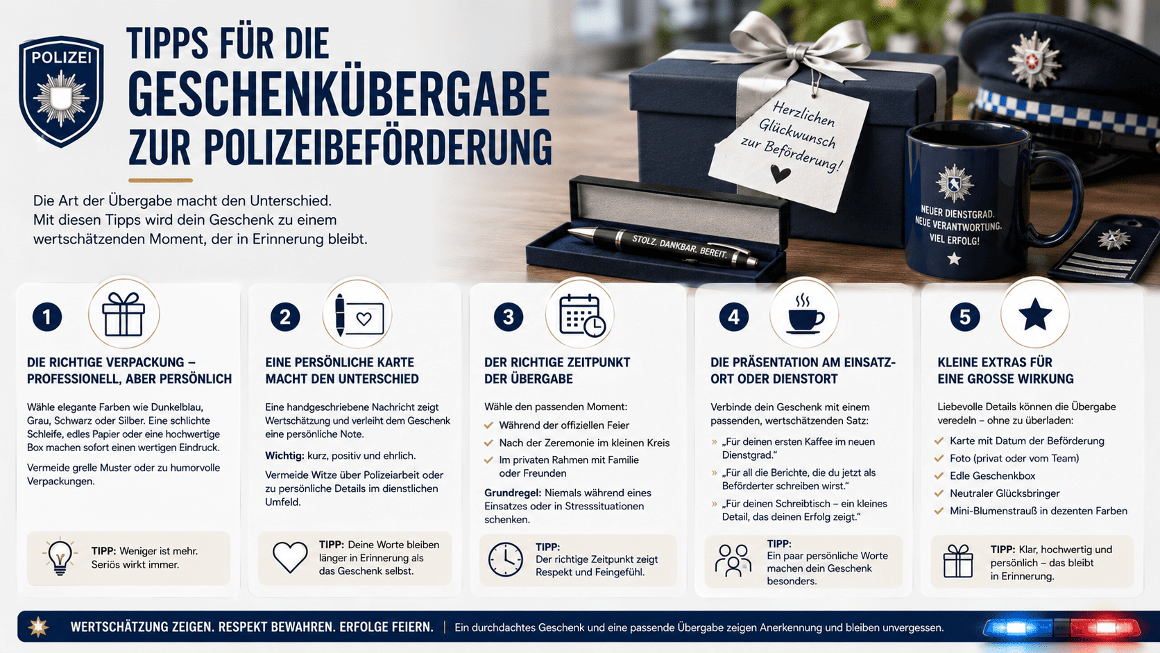Was schenkt man zur Beförderung Polizei tipps für die geschenkuebergabe zur polizeibefoerderung
