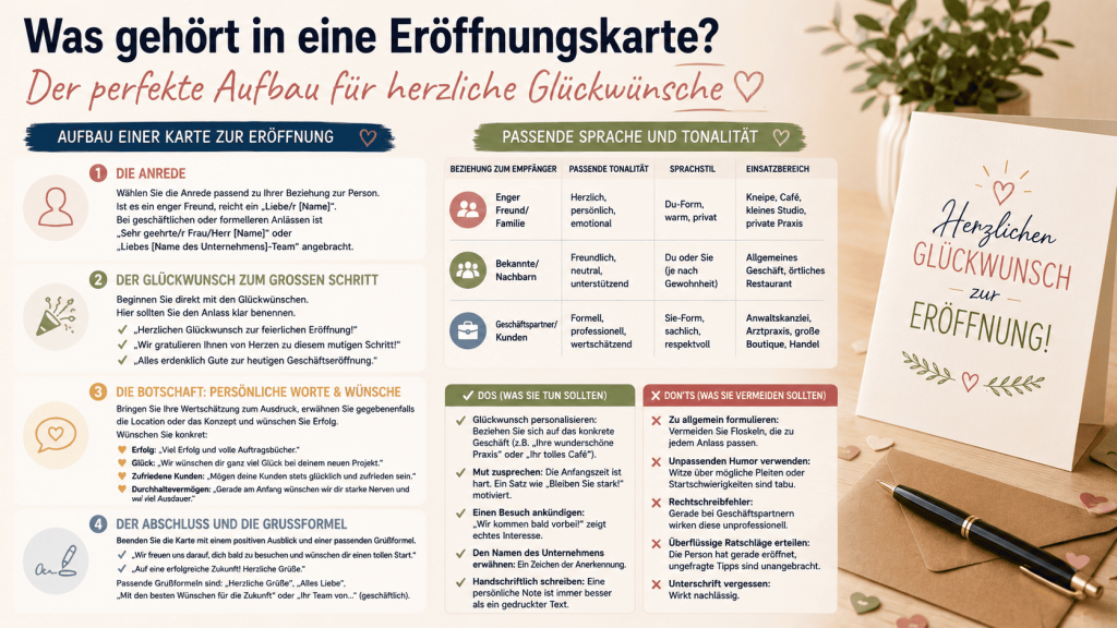 was gehoert in eine eroeffnungskarte