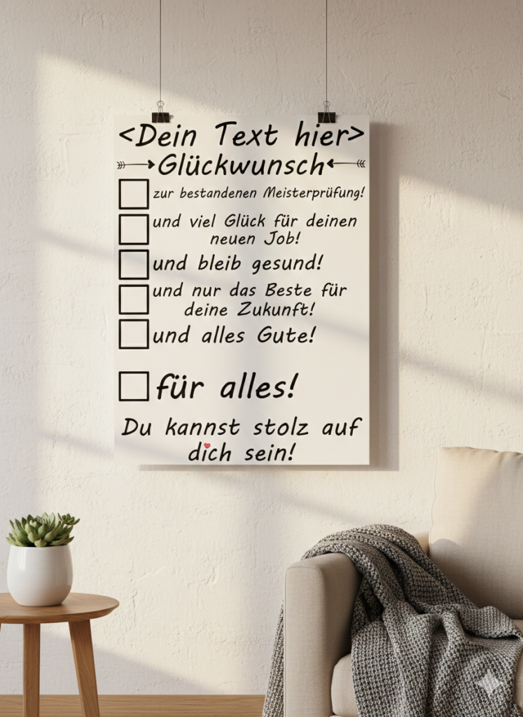 Personalisiertes Poster zur bestandenen Meisterprüfung