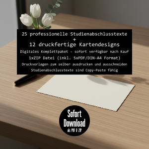 premium studienabschluss set: design vorlagen & profi texte