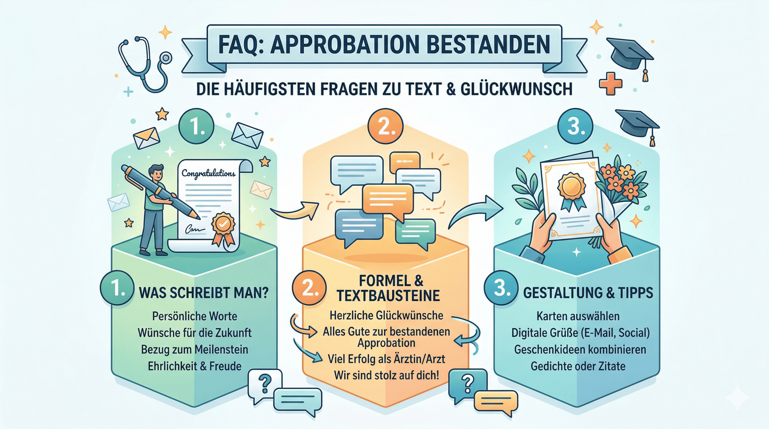 FAQ: Approbation bestanden – die häufigsten Fragen zu Text & Glückwunsch