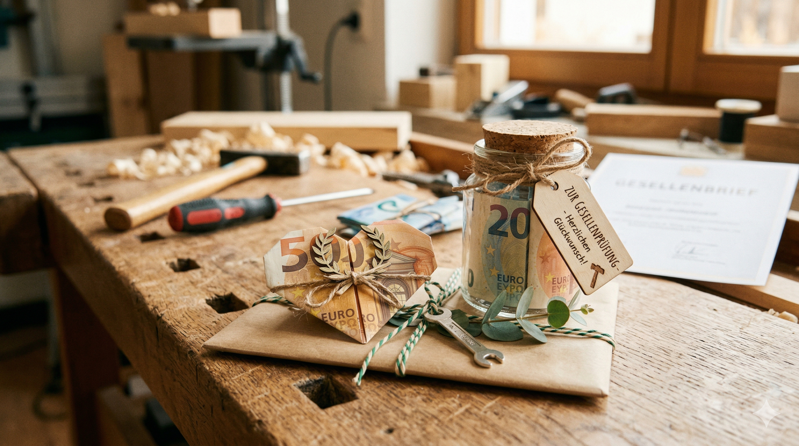 Was schenkt man einem Tischler zur Gesellenprüfung? geldgeschenke zur gesellenpruefung – sinnvoll verpackt