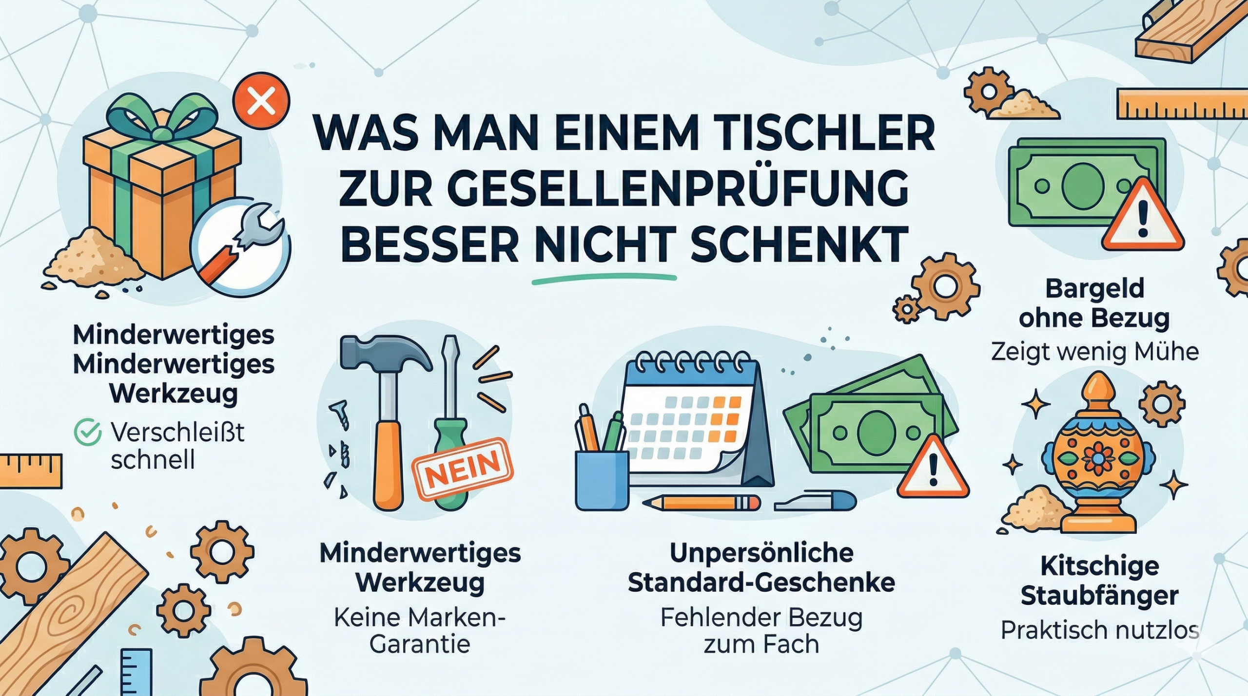 Was schenkt man einem Tischler zur Gesellenprüfung? was man einem tischler zur gesellenpruefung besser nicht schenkt