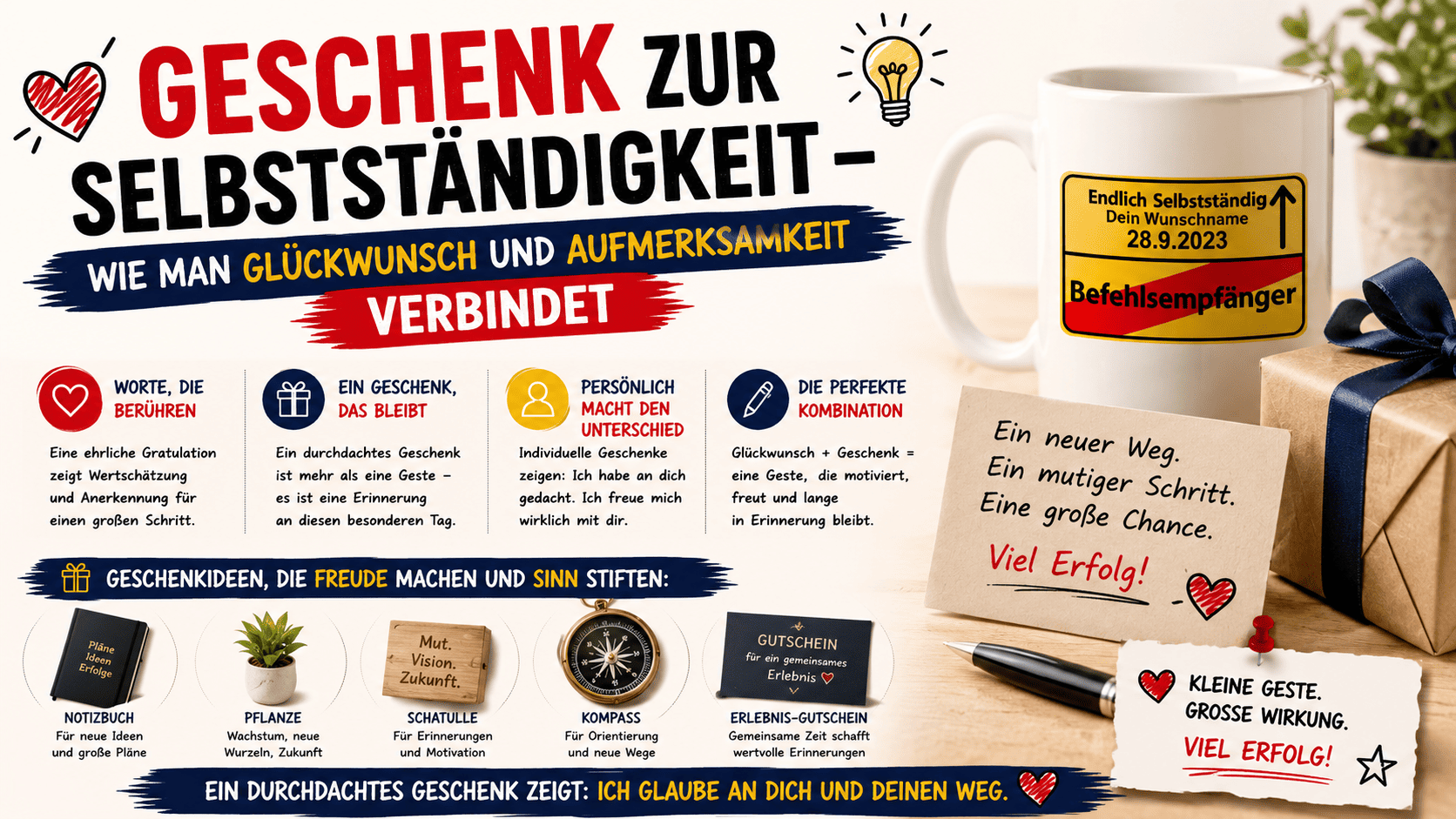 Wie gratuliert man zur Selbstständigkeit? geschenk zur selbststaendigkeit – wie man glueckwunsch und aufmerksamkeit verbindet