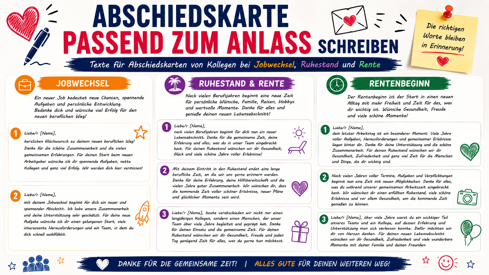 abschiedskarte passend zum anlass schreiben