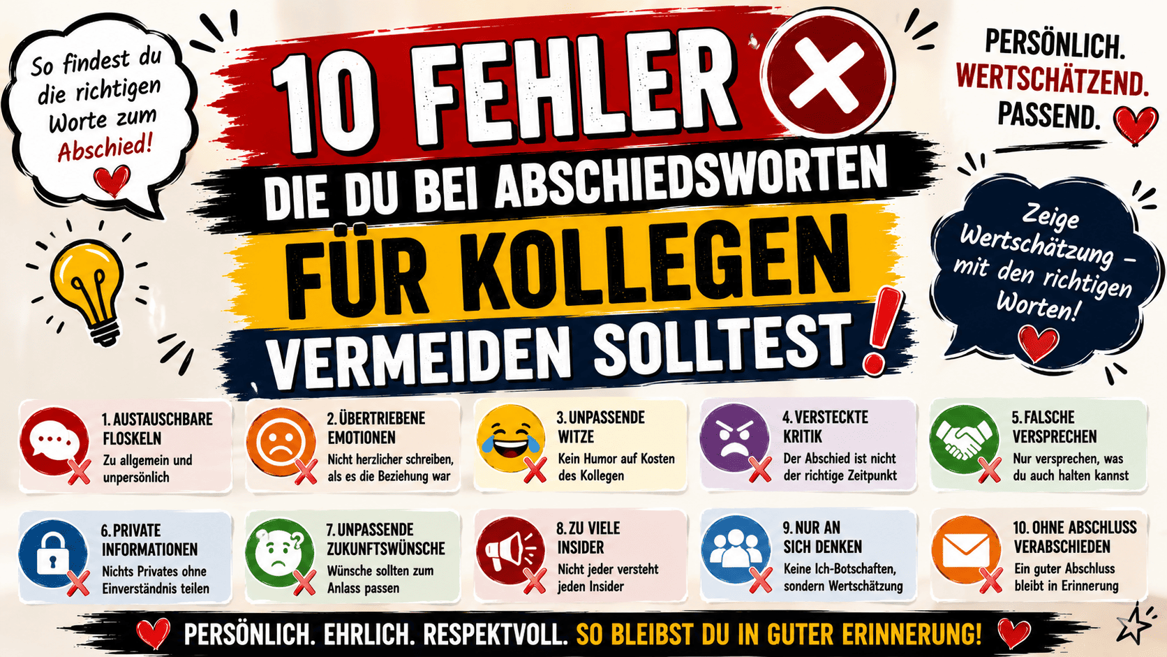 was sollte man einem kollegen zum abschied lieber nicht schreiben