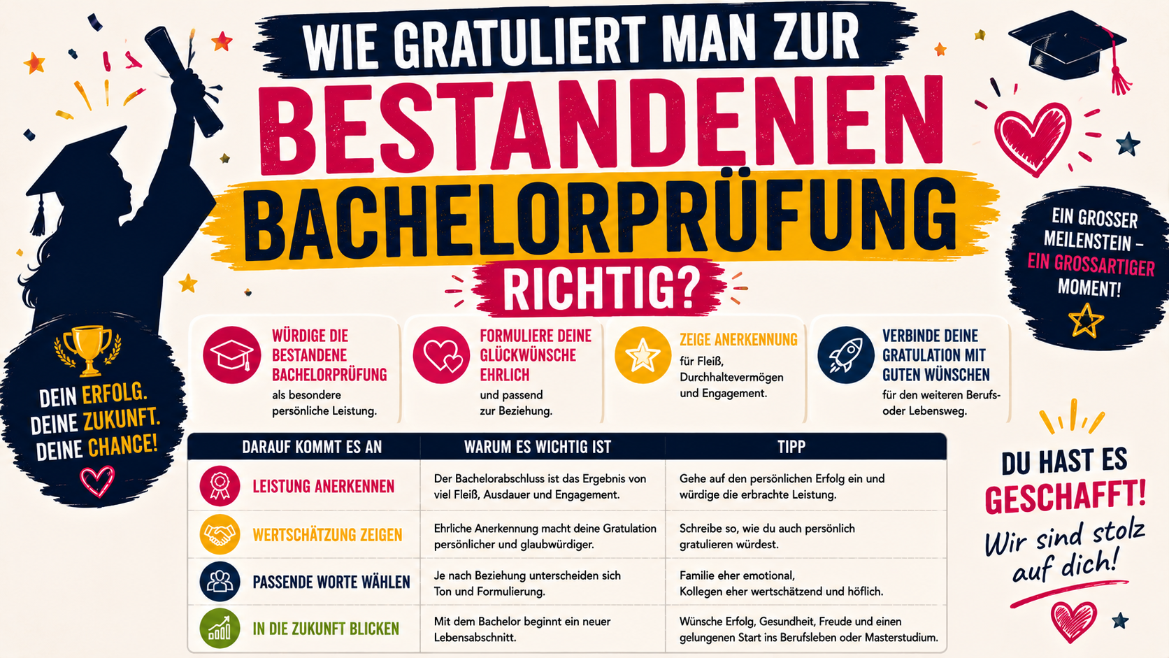 wie gratuliert man zur bestandenen bachelorpruefung richtig