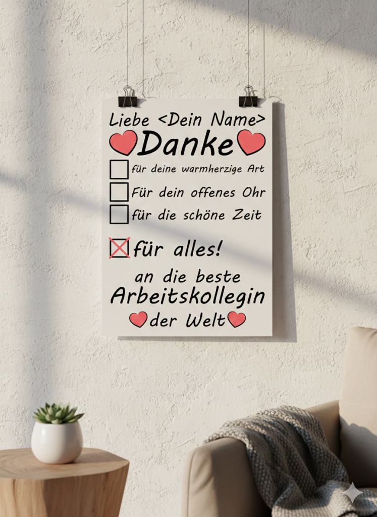 poster beste arbeitskollegin personalisiert